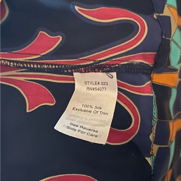 Cabi 100% silk tunic mini dress colorful print size small style #223 - Picture 6 of 6